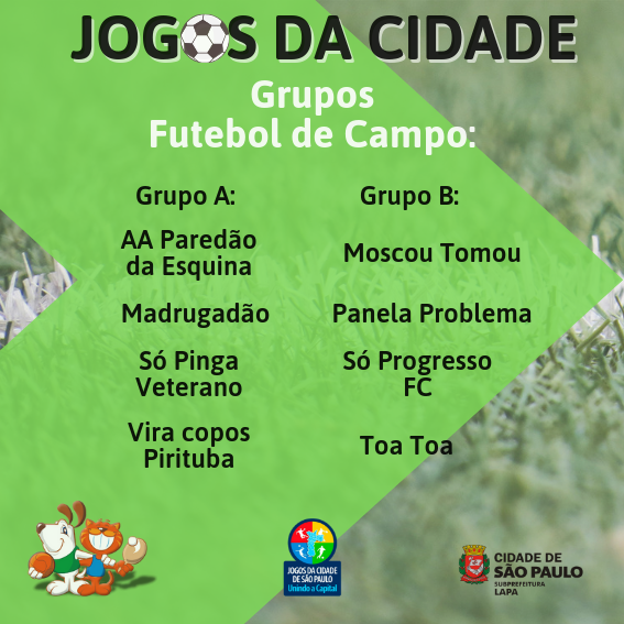 Imagem mostra arte feita com grupos definidos do futebol de campo.